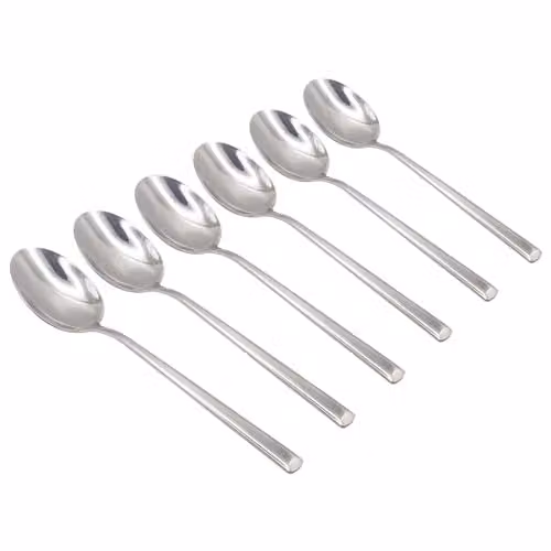 Argon Tableware Tondo Stainless Steel Dessert Spoons, Silver, Pack of 6