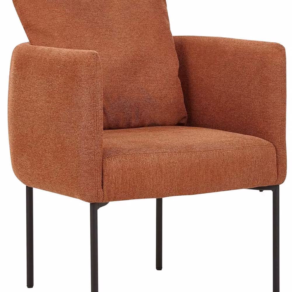 Wyld Haus Retro Tub Armchair in Brown Fabric with Black Metal Legs – 2
