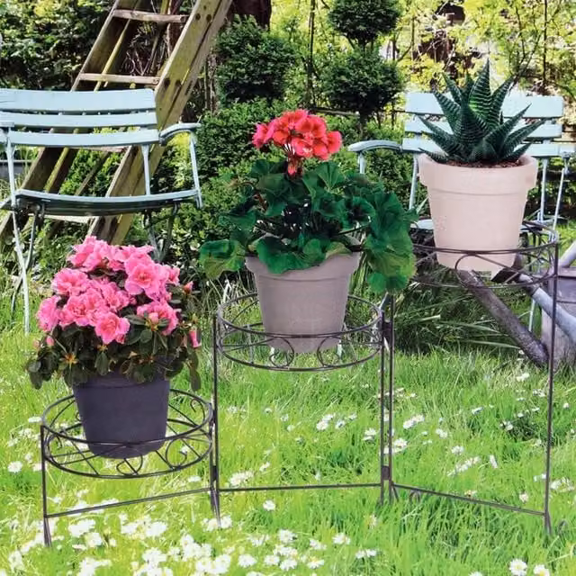 EONLION 3 Tier Metal Plant Stand in Silver or Black