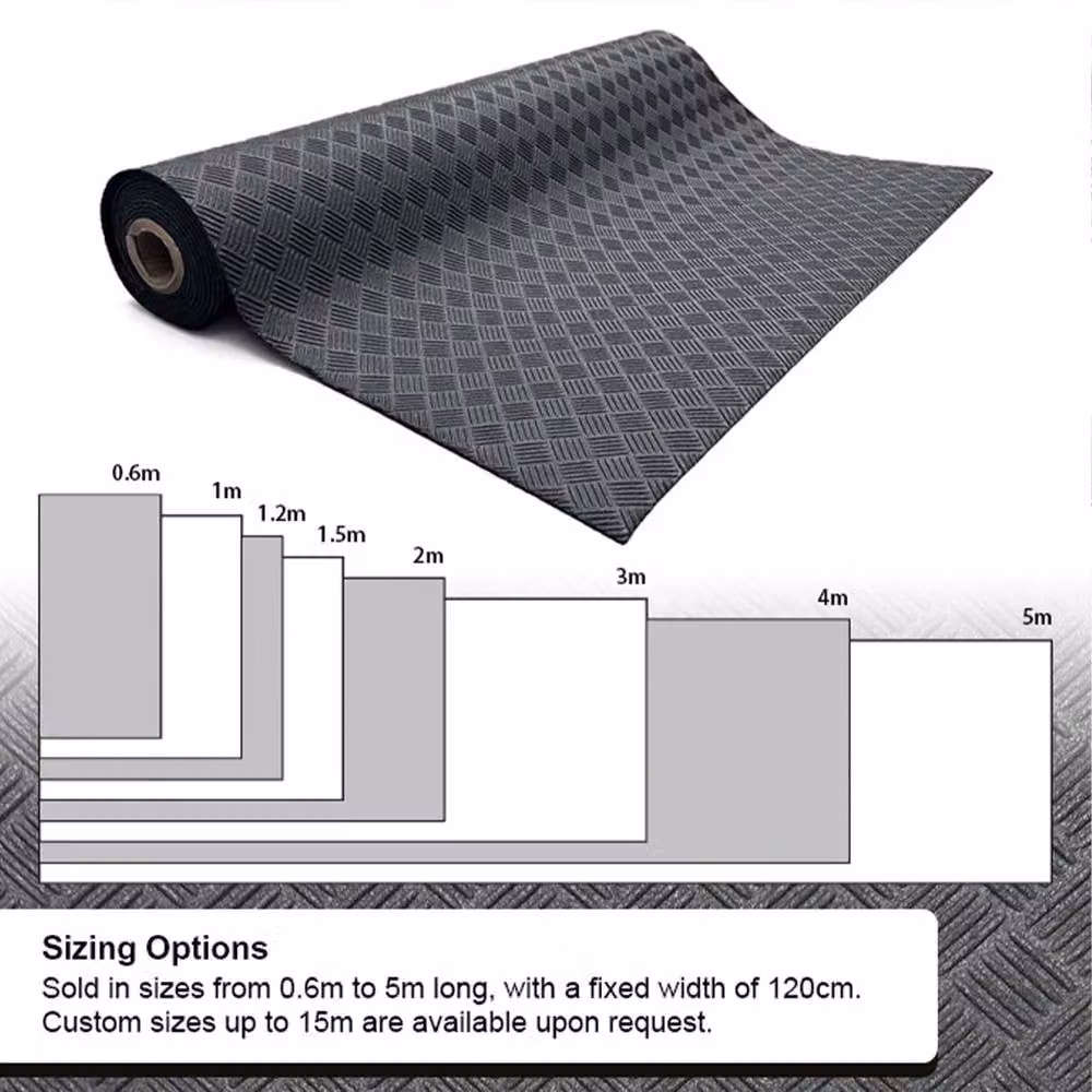 Oseasons Heavy Duty Non-Slip Rubber Floor Mat in Grey, Geometric Diamond Plate Design, W/D/H: 120 x 100 x 3.6 cm – 5