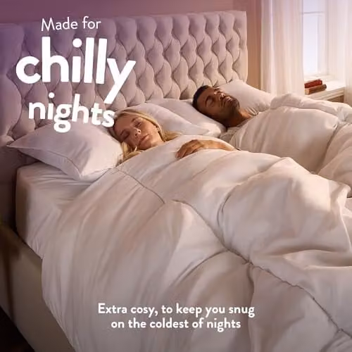 Slumberdown Chilly Nights 15 Tog Double Winter Duvet and 2 Super Support Pillows in White, W/D/H: 200 x 200 cm – 1