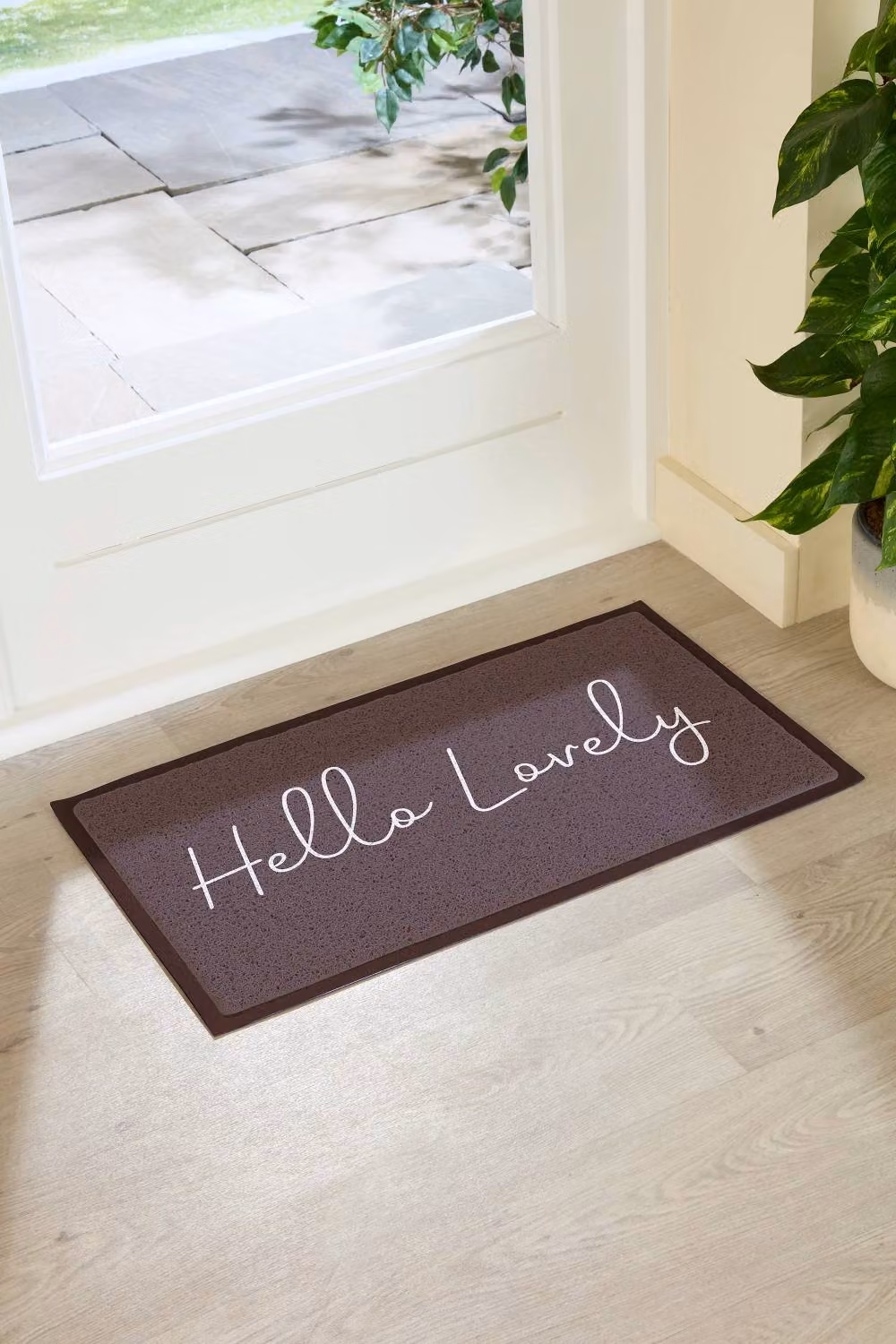 Artsy Mats Hello Lovely Chocolate Brown Indoor Outdoor Doormat W: 70 cm, D: 40 cm – 3