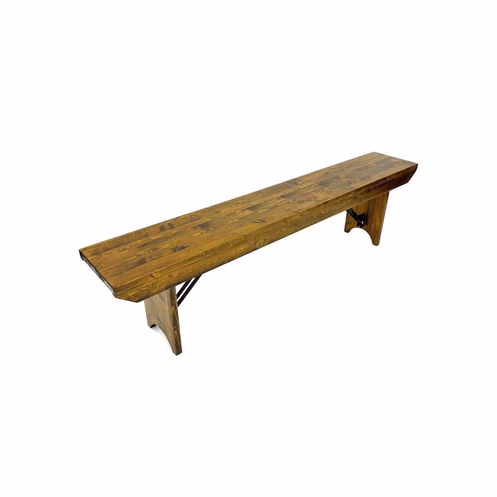 PAWNORA Rustic Brown Wooden Garden Bench – 2