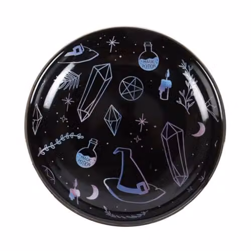 Something Different KDMD Crystal Witch Print Ceramic Trinket Dish in Black and Blue