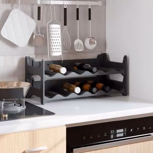 vidaXL Stackable Plastic Wine Rack for 12 Bottles in Anthracite or Black – 2