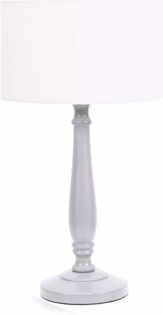 ValueLights Victoria Grey Table Lamp with White Fabric Drum Shade
