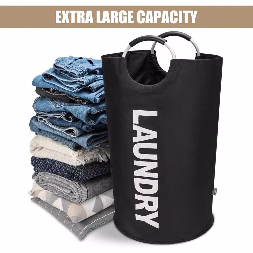 NESTLUNE Black 90L Foldable Fabric Laundry Basket – 3