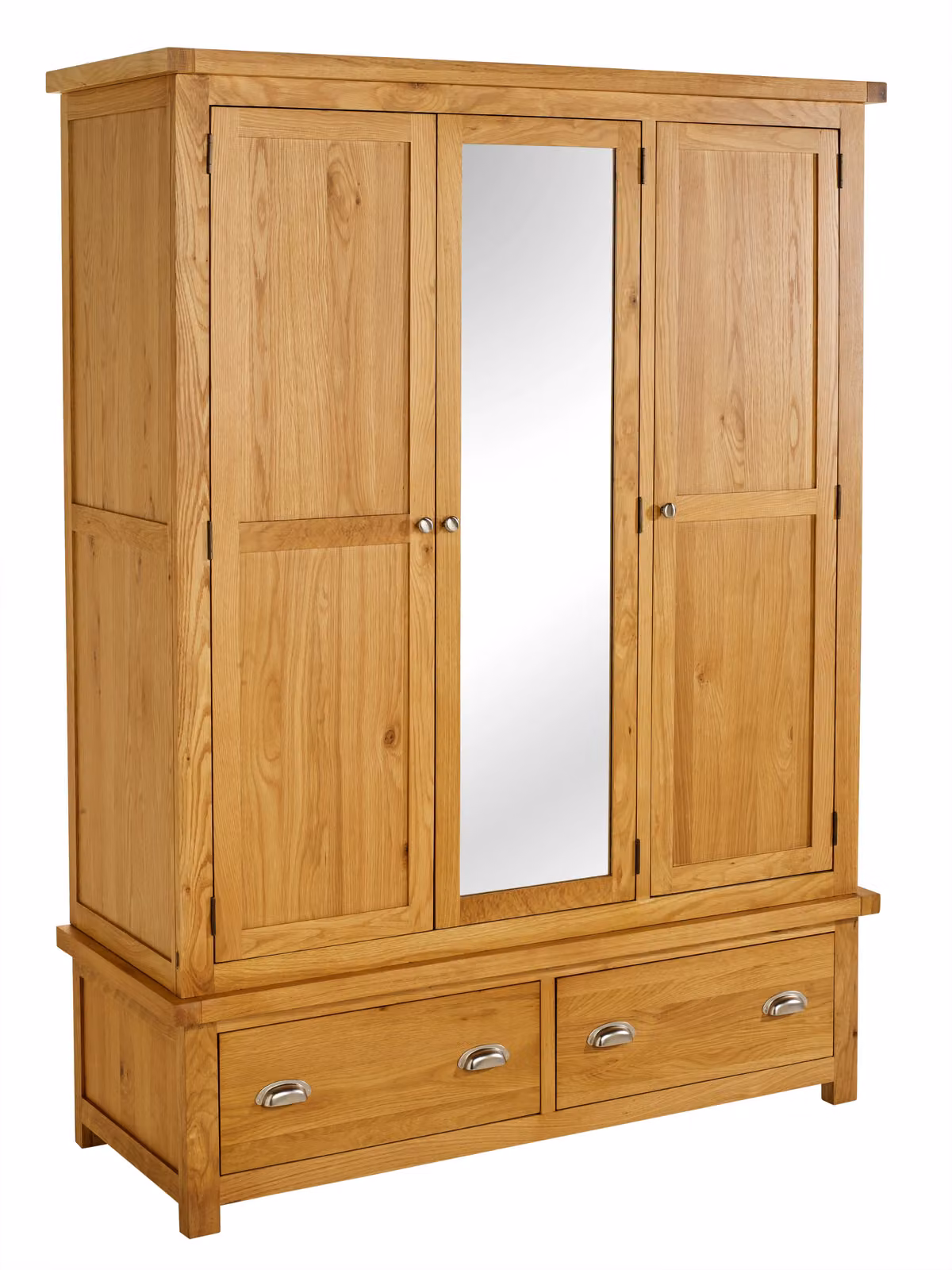 Birlea Woburn 3 Door 2 Drawer Triple Wardrobe in Brown Oak with Mirror – 3