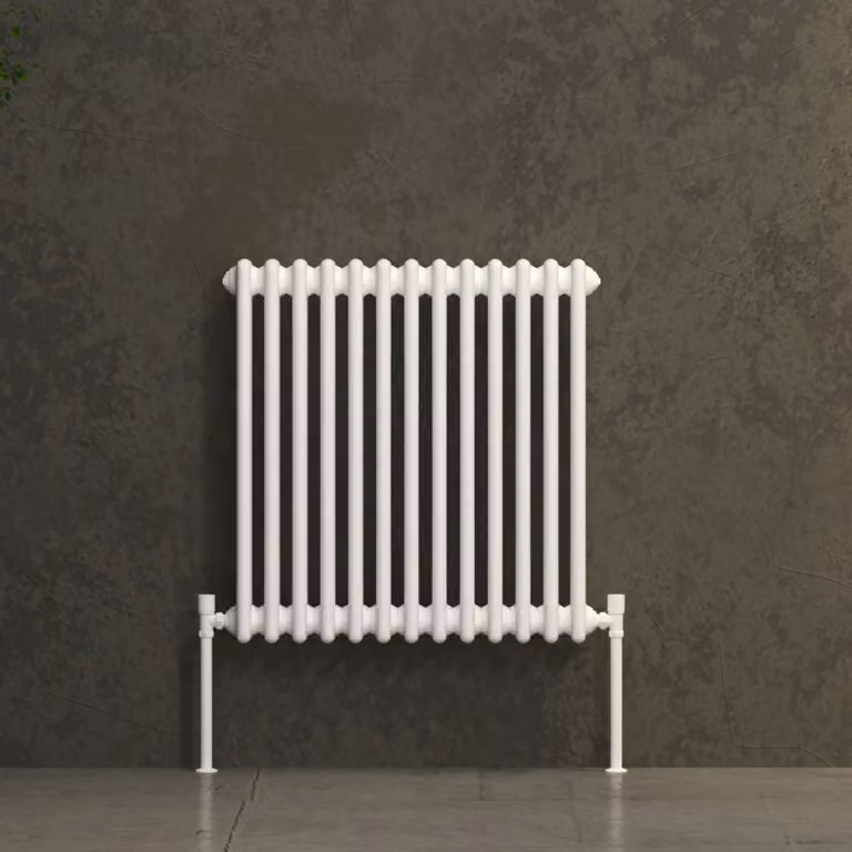 Fluxx White Horizontal Triple Column Wall Mounted Radiator, W: 60.5 cm, H: 60.5 cm, D: 60.5 cm