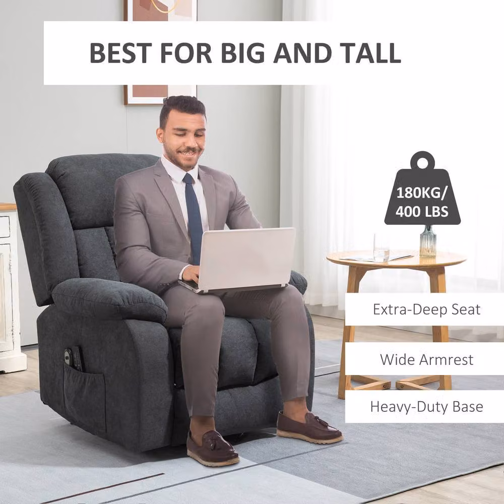 STILVORA Grey Fabric Powered Lift Assist Recliner Chair with Armrests – 7