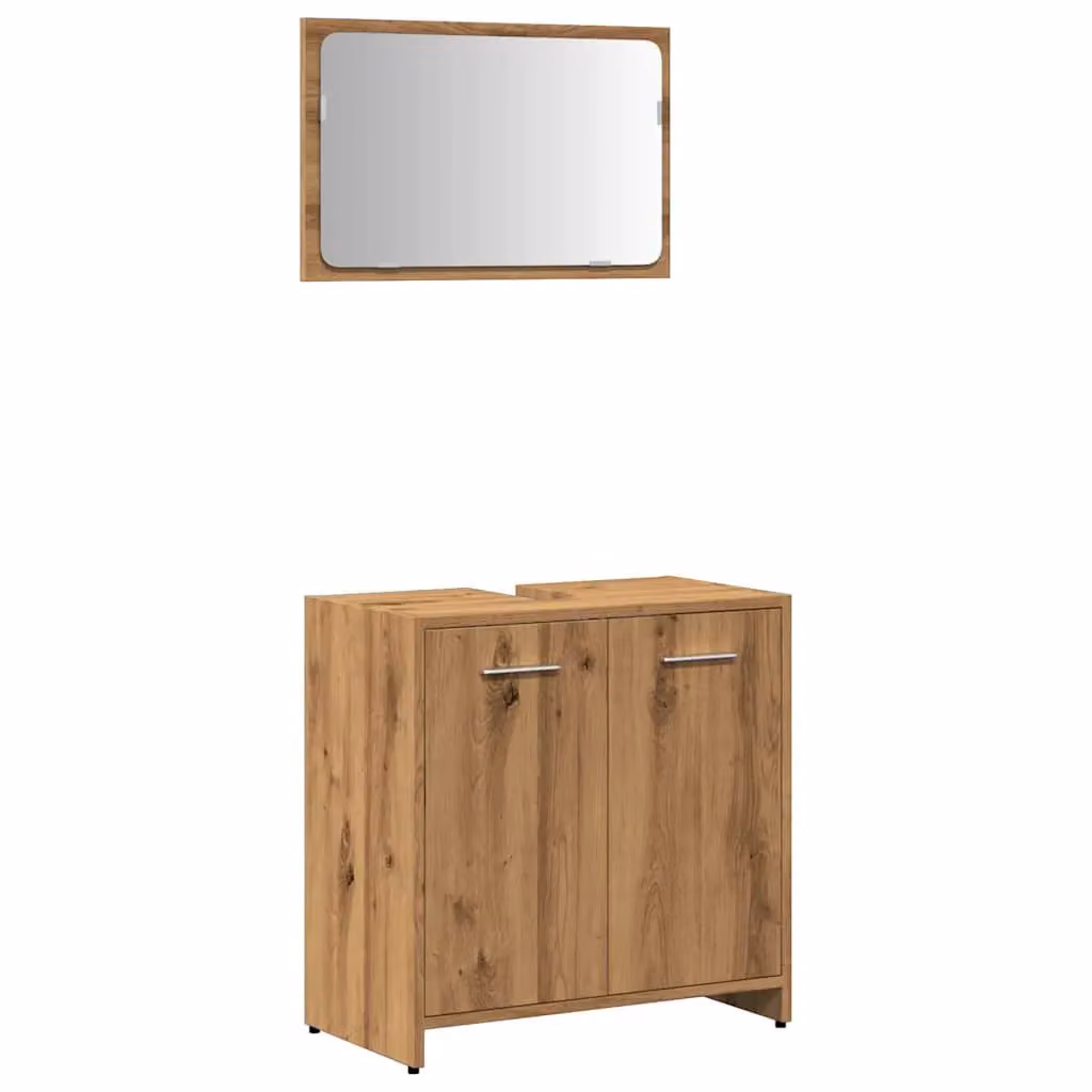 Berkfield Home Artisan Oak Wall Mounted Bathroom Cabinet with Mirror in Brown – 2
