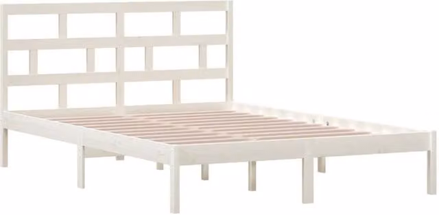 Berkfield Home Beautiful White Solid Wood Pine Bed Frame W/D/H: 140 x 200 cm