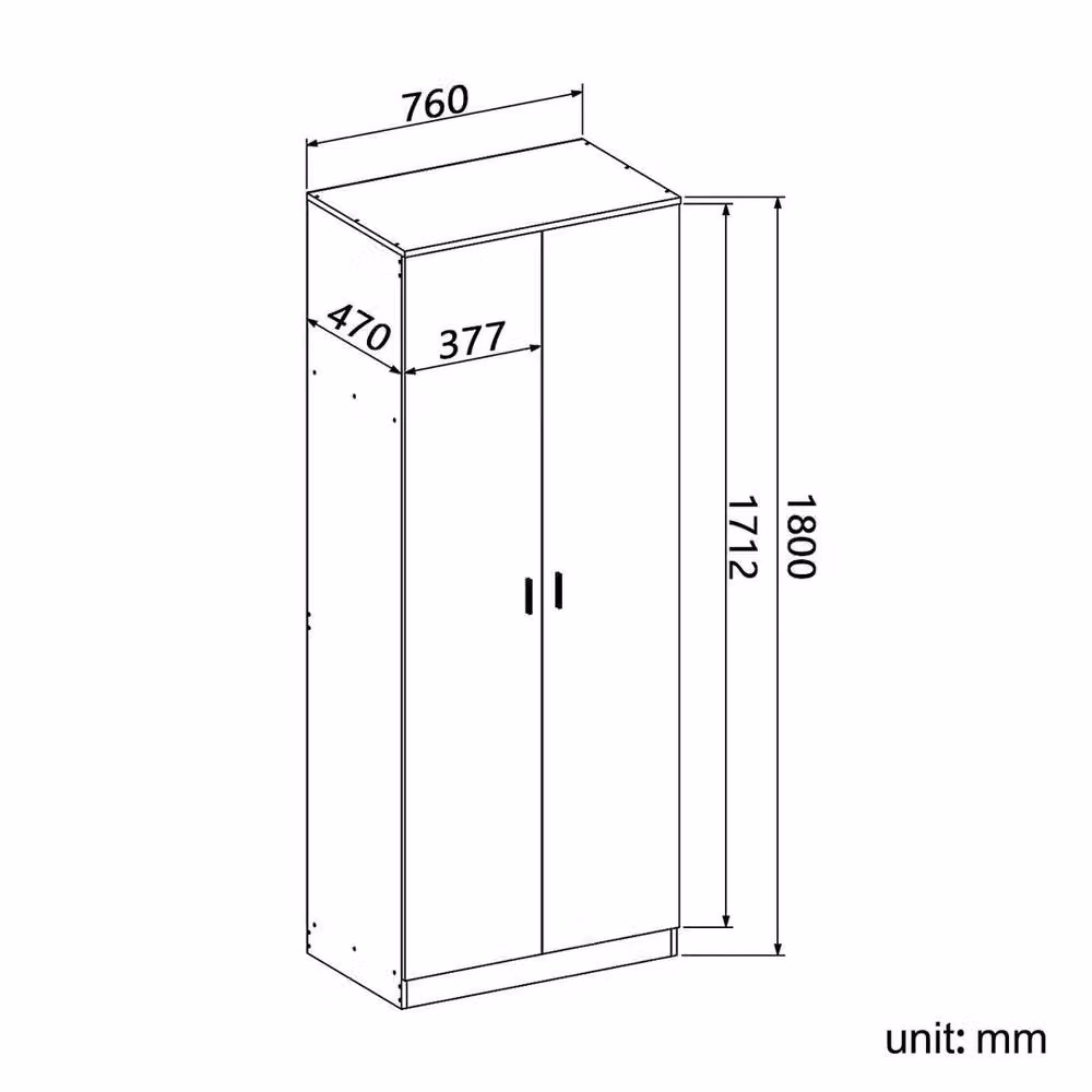 FORGEVIO 2 Door High Gloss Wardrobe in White and Brown, W: 76 cm, D: 45 cm, H: 178 cm – 2