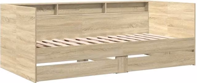 Berkfield Home Versatile Daybed with Drawers in Sonoma Oak and Beige, W/D/H: 190 x 90 x 73 cm