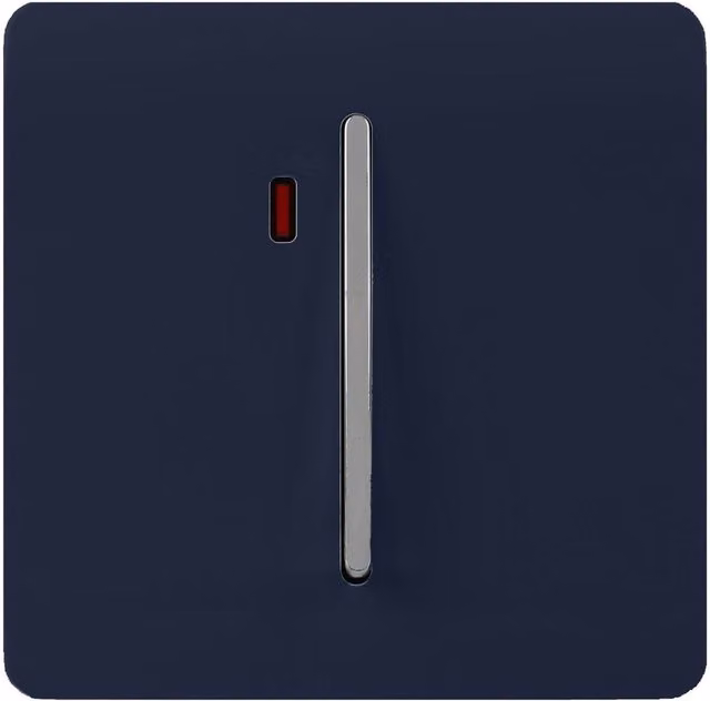 Trendi Switch Modern Blue and Chrome Plastic Flush Plate Switch
