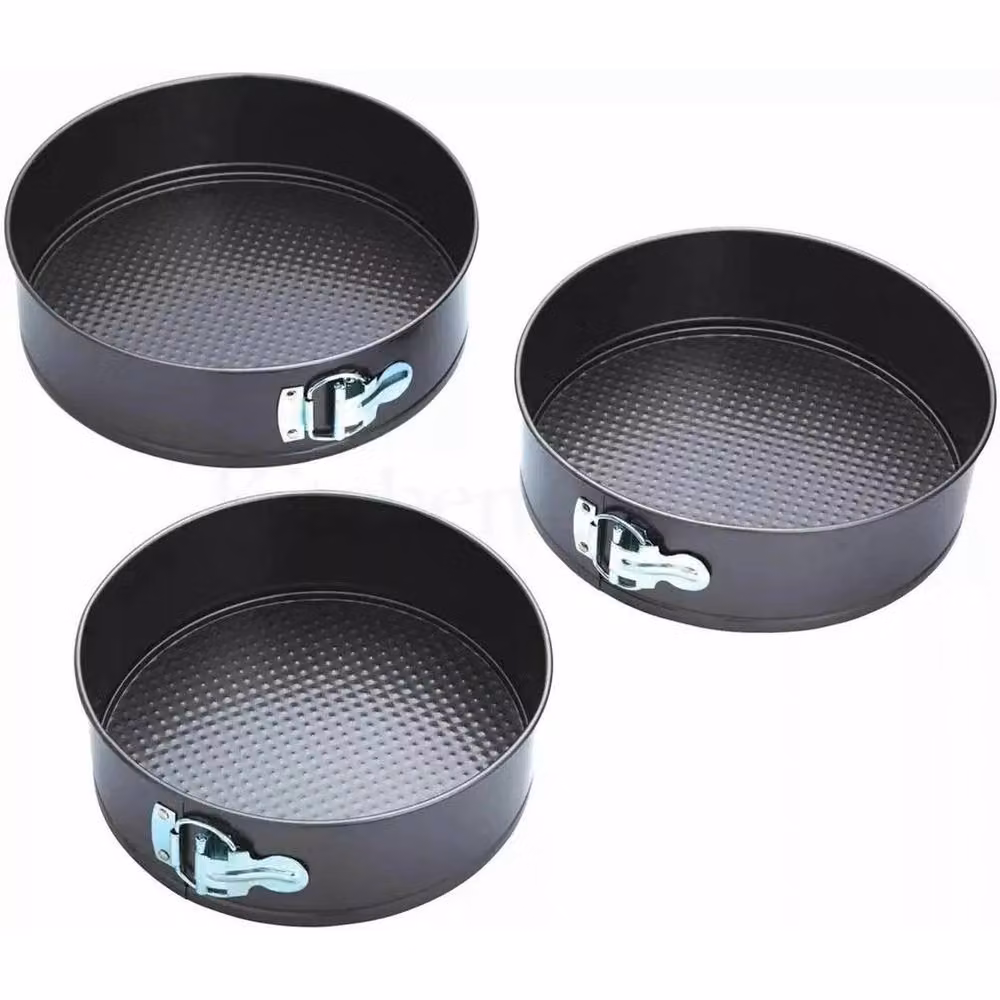 Forgevio Non-Stick Round Carbon Steel Springform Cake Tin Set of 3, Black – 2
