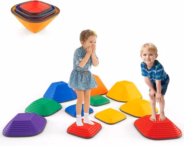 COSTWAY 11 Piece Multicolour TPE Stepping Stones for Balance and Sensory Development
