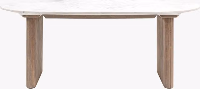 Perch & Parrow Flute Oval Mango Wood Dining Table in White