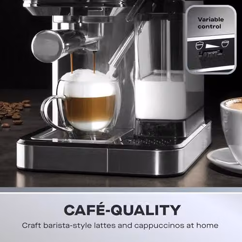 Daewoo One Touch Coffee Machine in Silver with Automatic Milk Frother, Integrated Milk Tank and Iced Coffee Function – 3