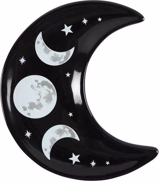 Grindstore Crescent Moon Trinket Dish Ornament in Black W: 11 cm, D: 11 cm, H: 11 cm – 3