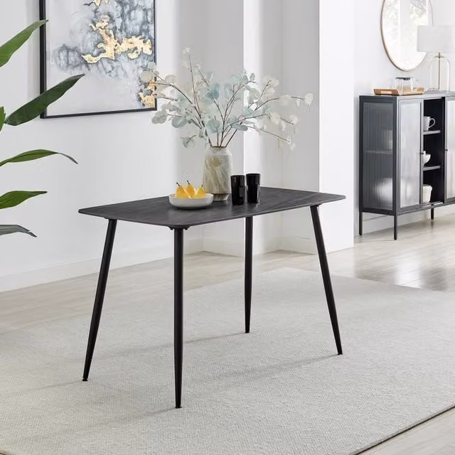 FurnitureboxUK Asti Grey and Black Marble Effect Ceramic Dining Table