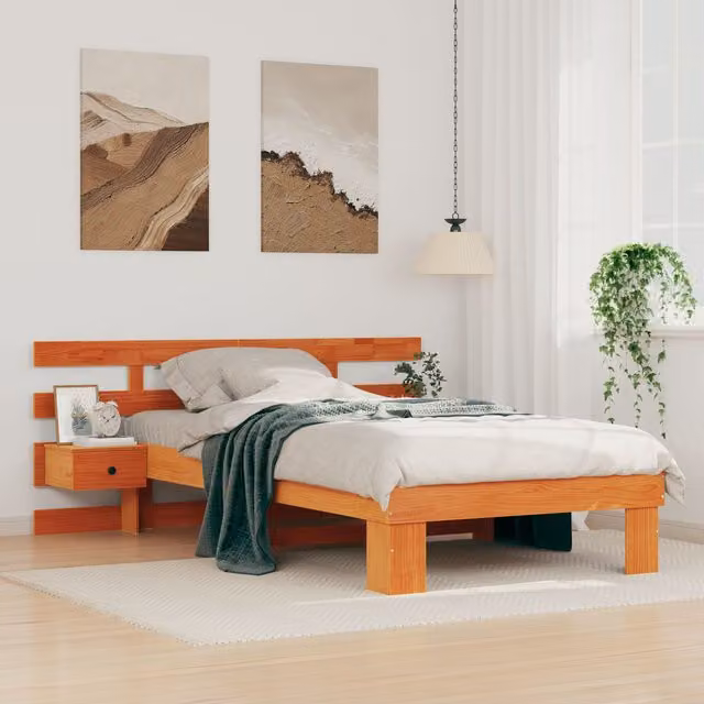 Berkfield Home Modern Solid Pine Wood Bed Frame with Drawers in Brown, W: 75 cm, L: 190 cm