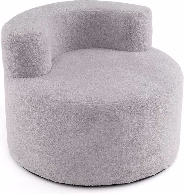 Costway Grey Round Bean Bag Chair with Removable Teddy Fleece Cover – 1