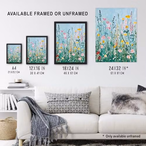 Artery8 Summer Wild Flower Blossom Meadow Wall Art Poster Print, Multicolour, W: 46 cm, H: 61 cm – 3