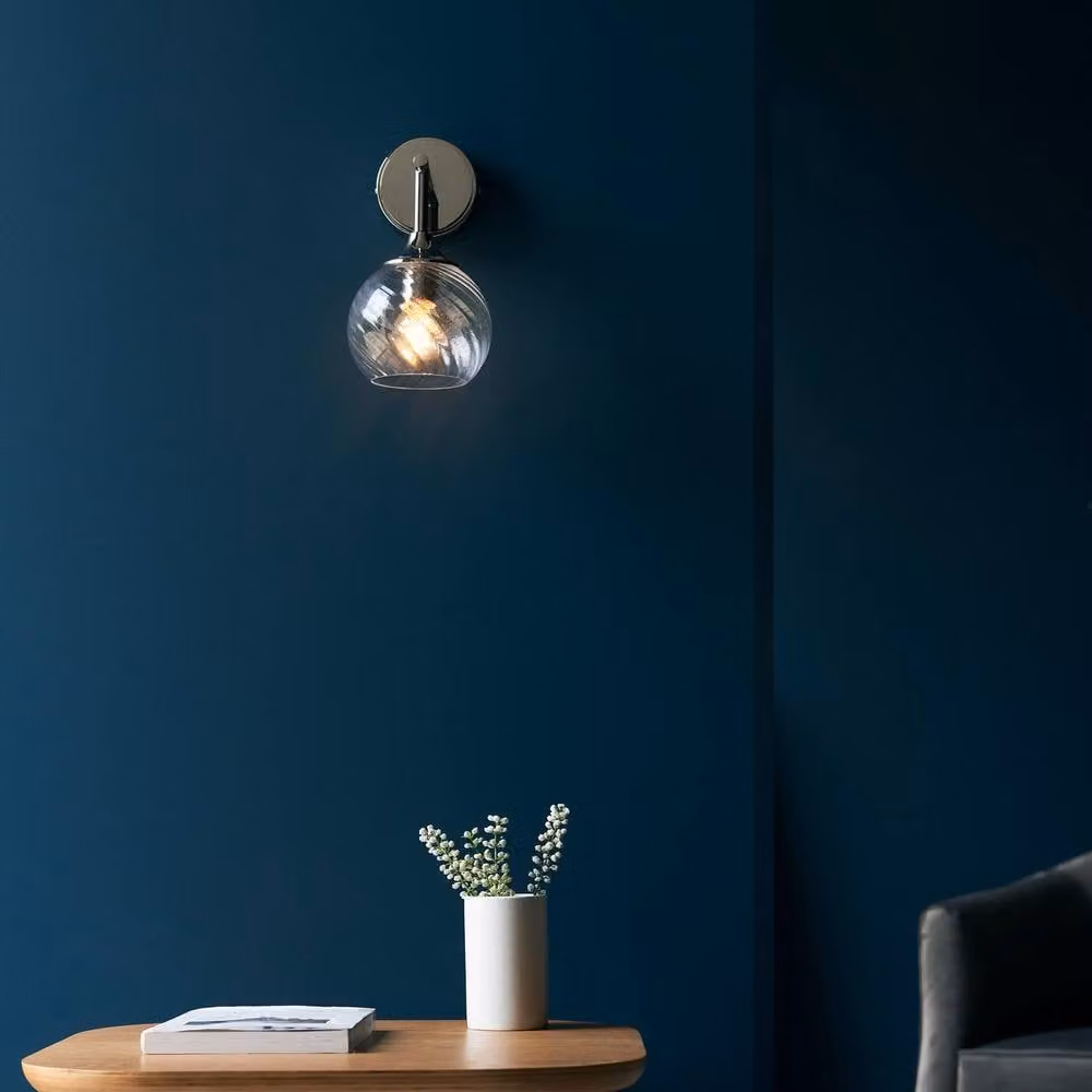 Netlighting Allegra Glass Shade Wall Lamp in Silver with Transparent Sphere – 3