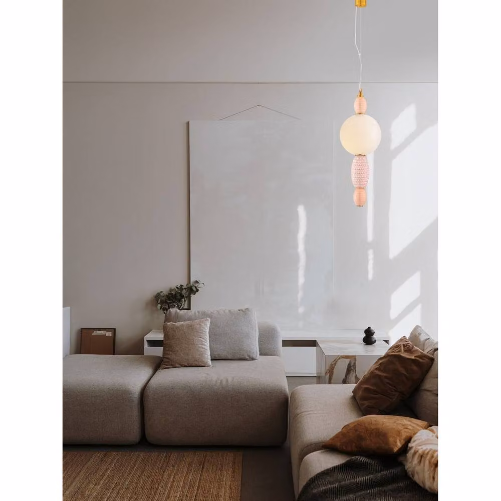 Netlighting Obrie Slim LED Pendant Light in Gold, Orange and Pink with 794lm Warm White Output – 2