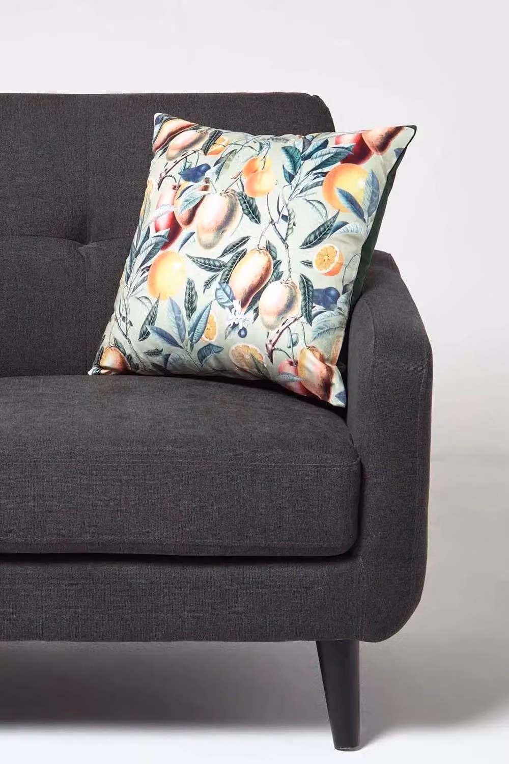Homescapes Green and Orange Reversible Velvet Mango Fruit Decorative Cushion, W/D/H: 46 x 46 x 46 cm – 2