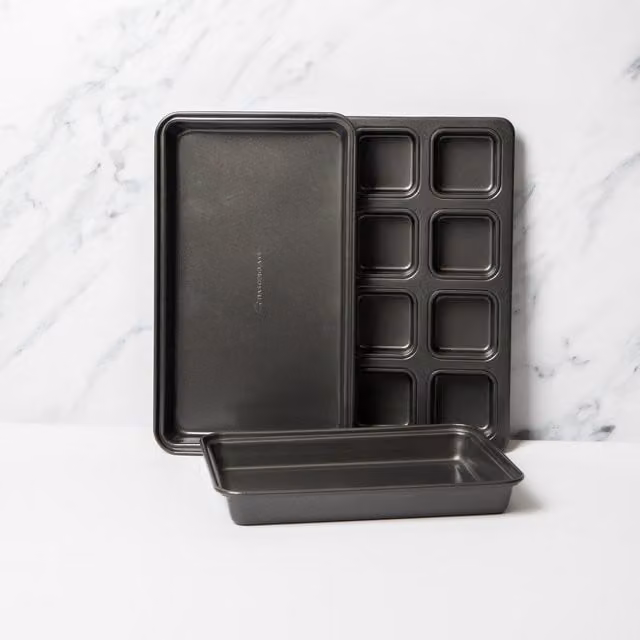 MasterClass Non-Stick Steel Brownie Tin Set, Grey