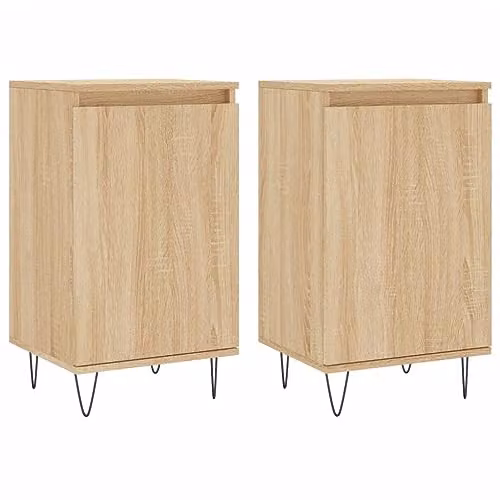 vidaXL Set of 2 Modern Sideboards in Sonoma Oak, W/D/H: 40 x 35 x 70 cm – 1