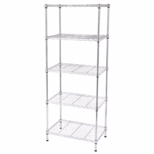 ATEK 5 Tier Metal Wire Shelving Unit, Freestanding Storage Rack for Kitchen, Home Office or Bedroom, Silver or White, W/D/H: 58 x 35 x 160 cm – 1