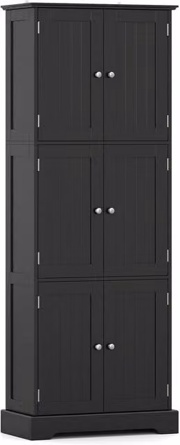 KORVIXA Black Matt Freestanding Modern Bathroom Storage Cabinet with Hinged Doors and Internal Shelves W/D/H: 100 x 100 x 100 cm – 1