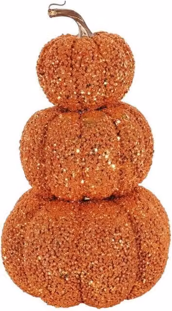KDMD Orange Beaded 3 Pumpkin Stack Tabletop Decoration, Height: 34 cm – 1