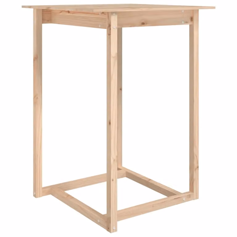 Berkfield Home Rustic Brown Solid Pine Square Bar Table W/D/H: 80 x 80 x 110 cm