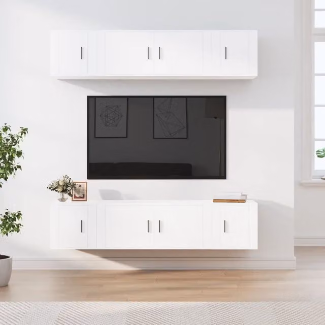 Berkfield Home 6 Piece Classic White TV Cabinet Set in Engineered Wood