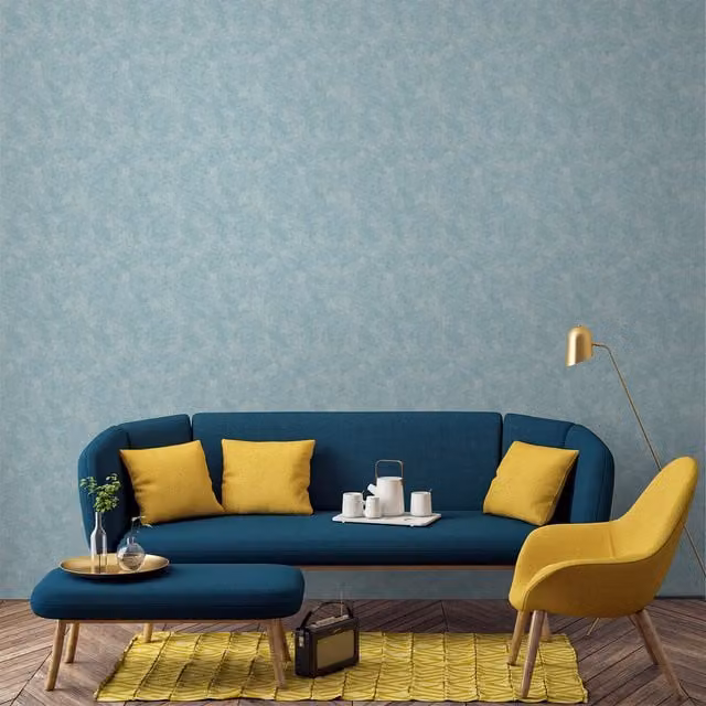 Grandeco Capri Plain Classic Wallpaper in Petrol Blue