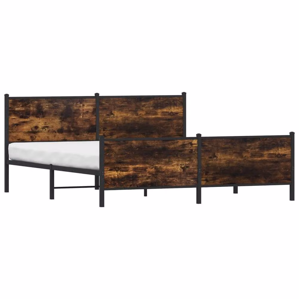 Berkfield Home Metal Bed Frame in Smoked Oak Brown, 200 x 200 cm – 3
