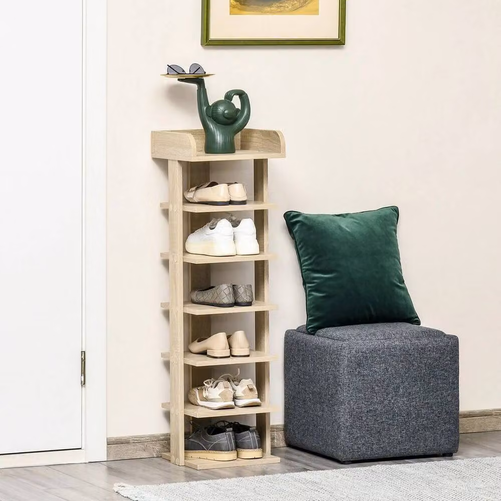 KORVIXA 7 Tier Freestanding Shoe Rack Organizer in Beige, W: 100 cm x H: 100 cm – 3