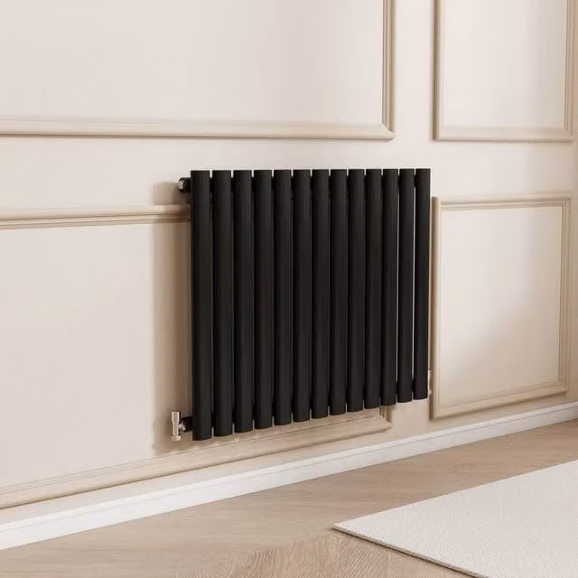 Banyetti Orva Black Horizontal Single Oval Column Radiator, W/H: 60.0 x 76.7 cm