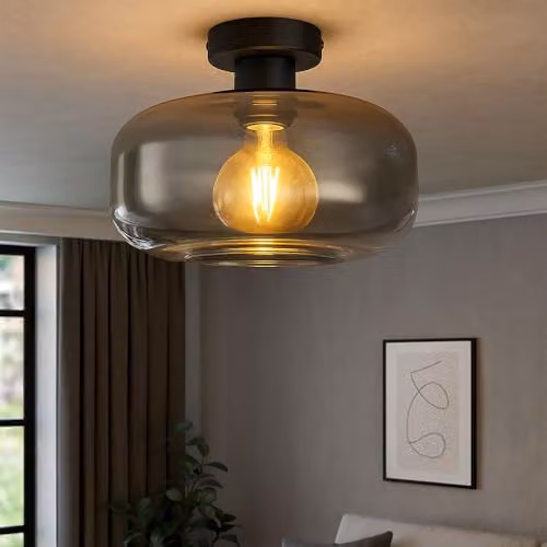 Globo Lighting Giuseppe Sphere Ceiling Lamp in Black with Smoke Glass Shade – 2