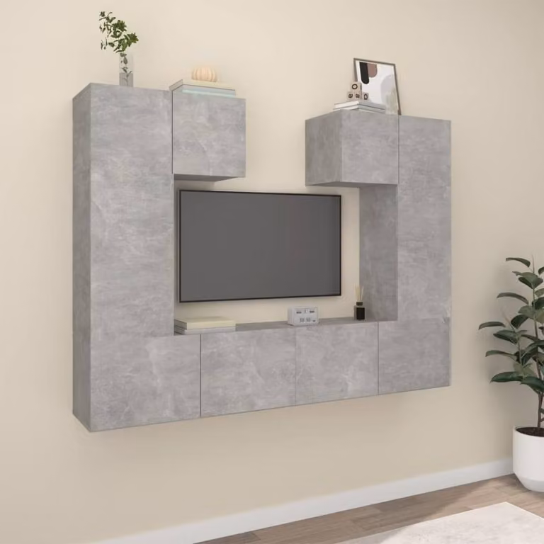 Berkfield Home Classic 6 Piece TV Cabinet Set in Concrete Grey Matt MDF