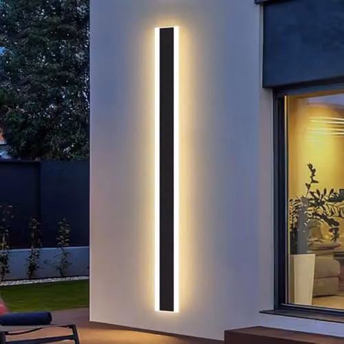 ENERJ Modern Matte Black Outdoor LED Wall Light, 100cm Linear Bar, 24W Warm White 3000K, IP65 Waterproof Slim Acrylic Sconce for Garden, Patio and Terrace