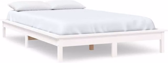Berkfield Home White Solid Pine Wood Bed Frame, W/D/H: 120 x 200 cm