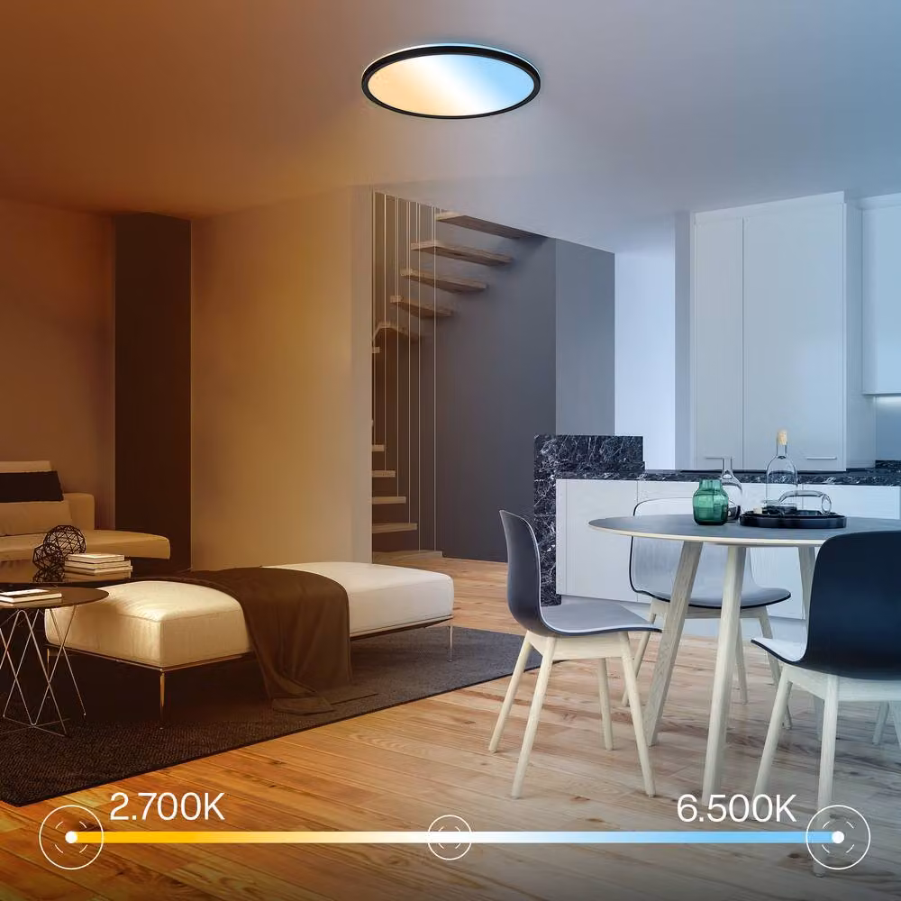 B.K.Licht Black Slim LED Ceiling Panel with Remote Control, Dimmable CCT, IP44, W/D/H: 42 x 42 x 3 cm – 2