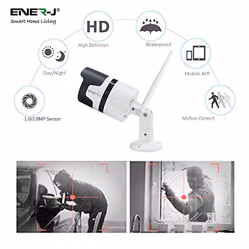 ENER-J Smart Wi-Fi Outdoor Bullet IP Camera, 1080P HD, White – 2