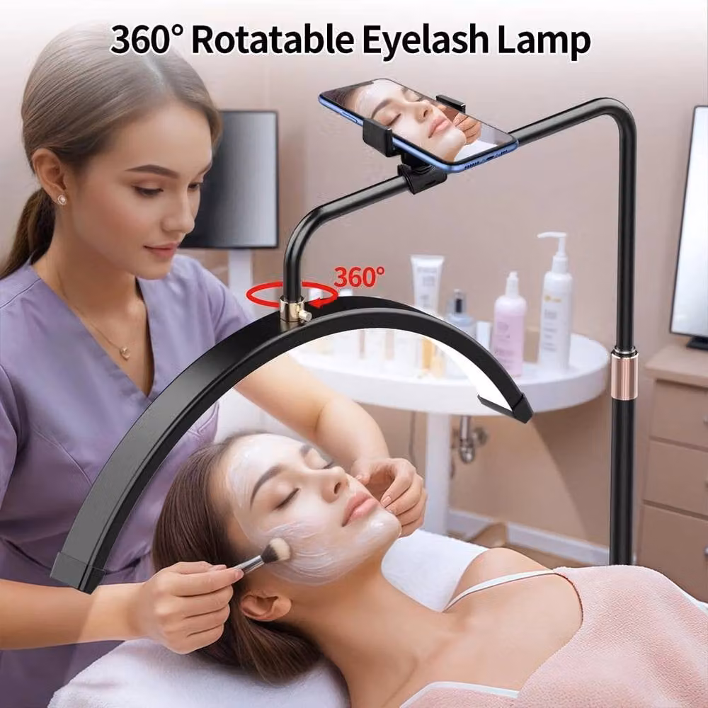 FLAVORA Black Half Moon Esthetician Light 36W Floor Standing Arc Lamp – 3