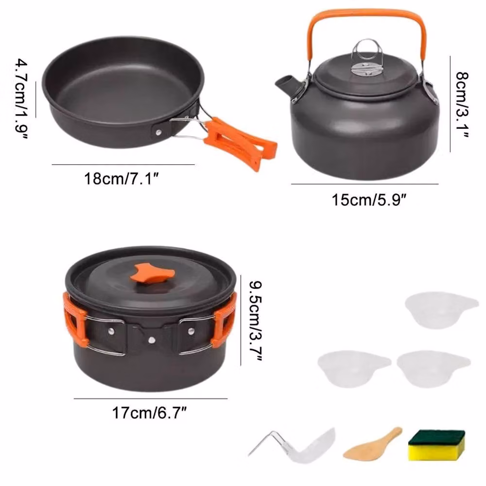 VOGREX Aluminium Camping Cookware Kit with Saucepan and Frying Pan, Black – 2